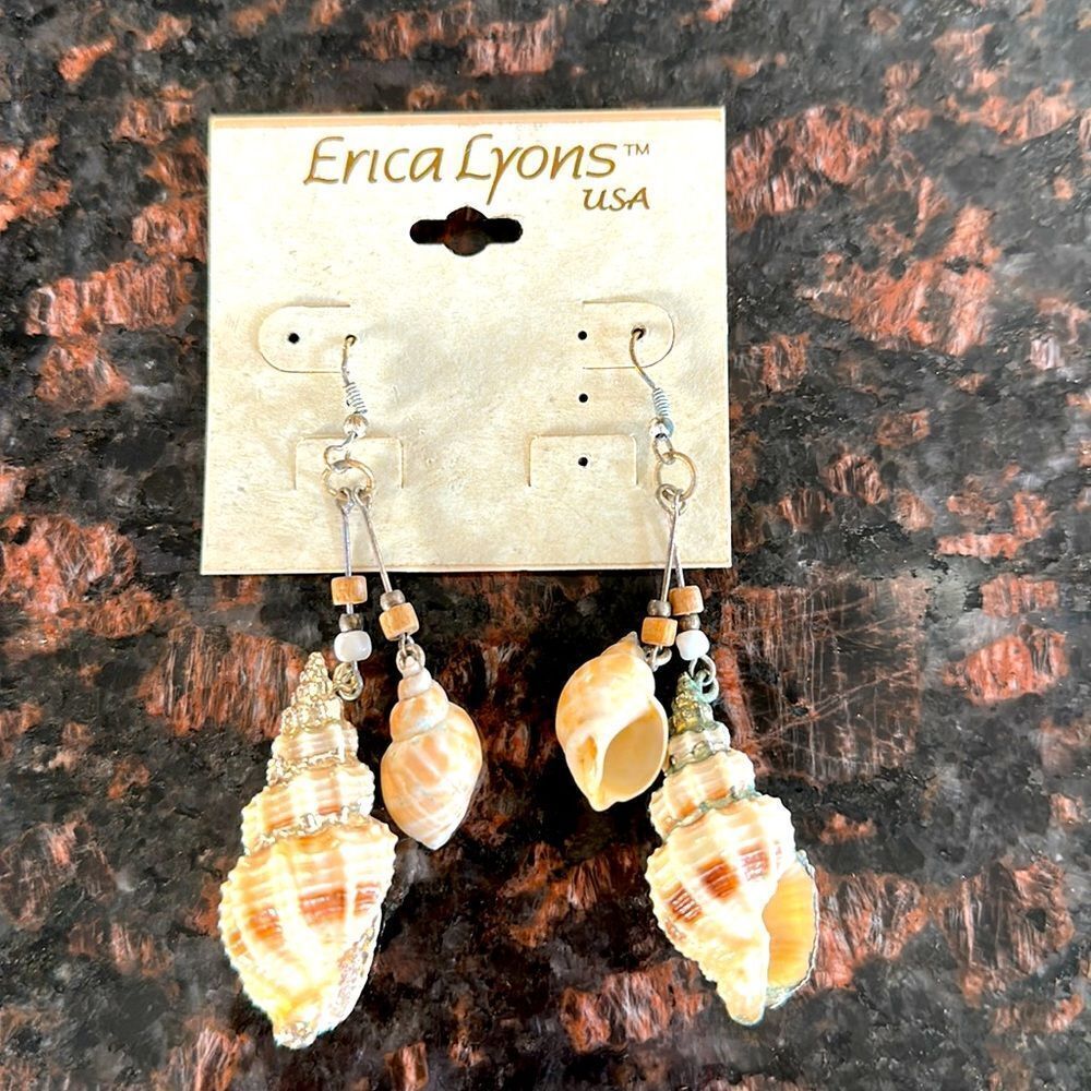 Shell Pierced Earrings by Erica Lyons NEW Old Stock